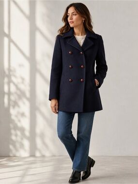 Vintage Mackintosh Navy 100% Wool Peacoat USA Made Union Double Breasted Sz 10